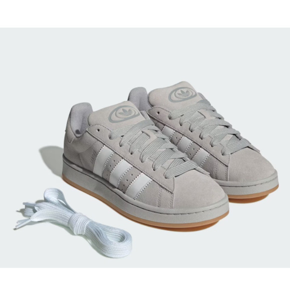 Iconic Adidas Original Campus 3-Stripes Lace Up Sneakers Gray / White Mens 8.5 - Picture 1 of 11